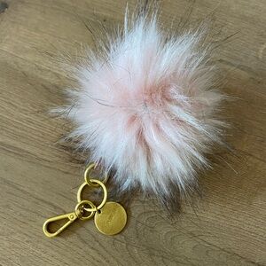 Fawn design poof pink fuzzy fluffy keychain